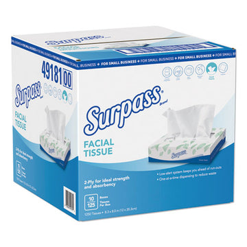 Surpass® Facial Tissue For Business, 2-ply, White, Flat Box, 125-box, 10 Boxes-carton freeshipping - TVN Wholesale